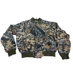VTG 90s Jerzees Outdoors Mossy Oak Jacket Mens Large Break Up Camouflage Bomber